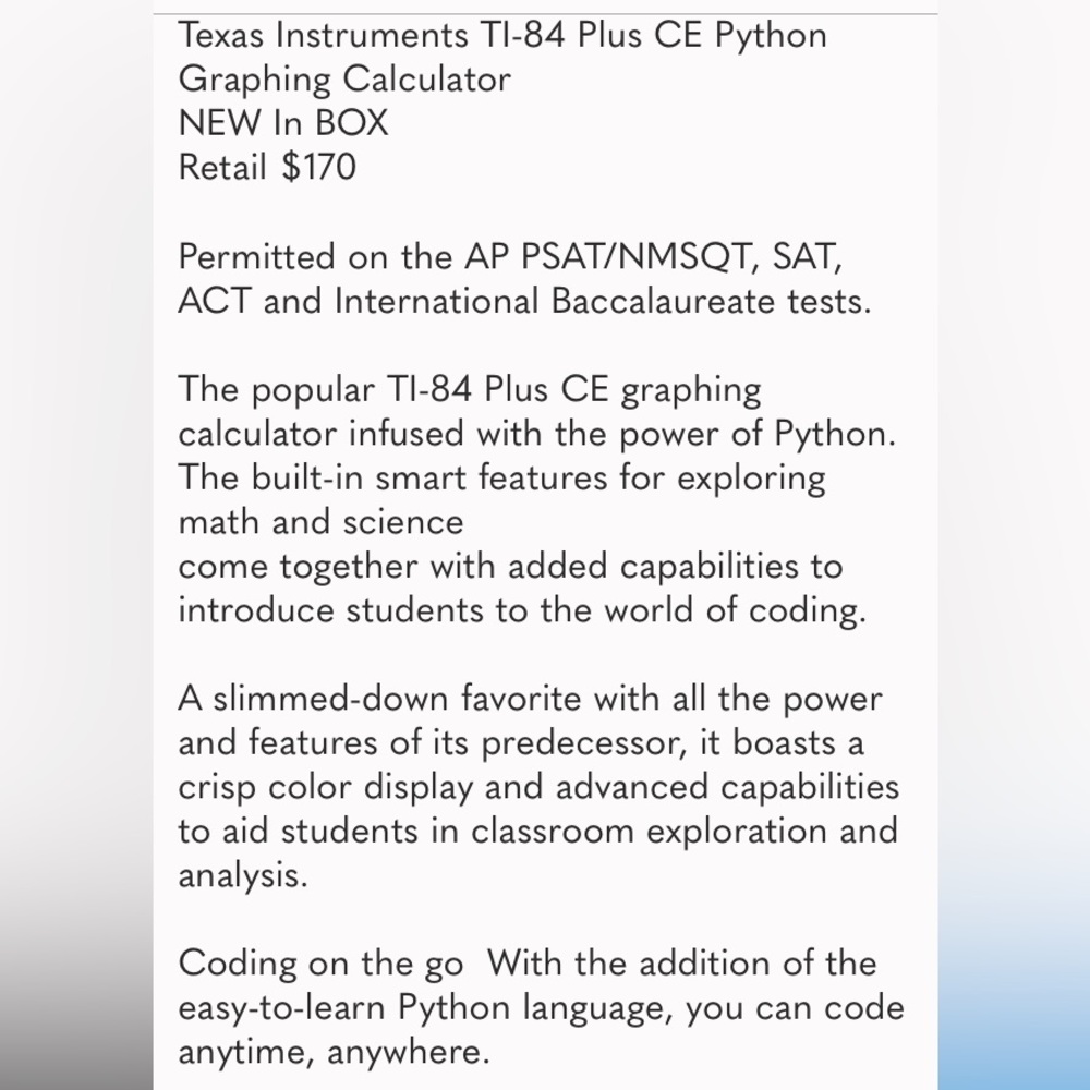 Texas Instruments TI-84 Plus CE Python Graphing Calculator - Picture 3 of 6